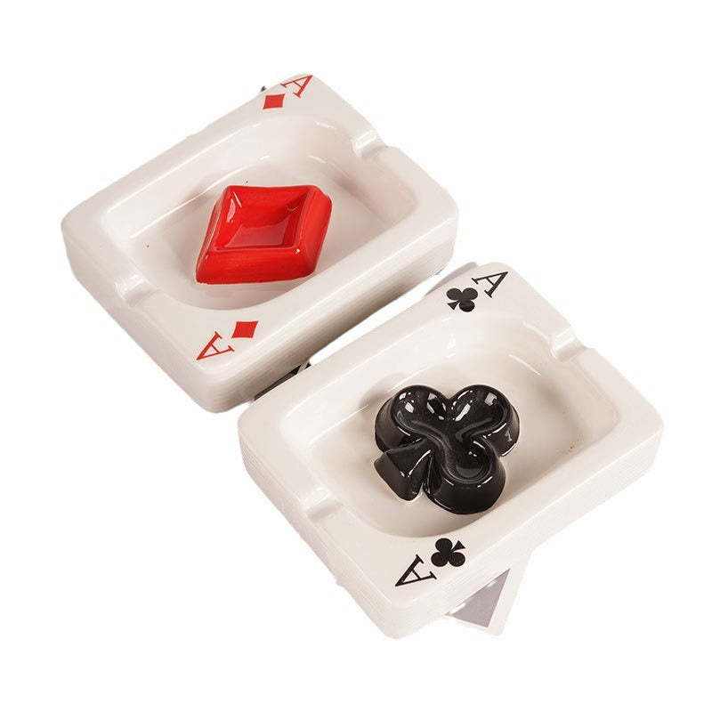 Creative ceramic poker ashtray European style simple ins ceramic fashion ashtray home living room gift