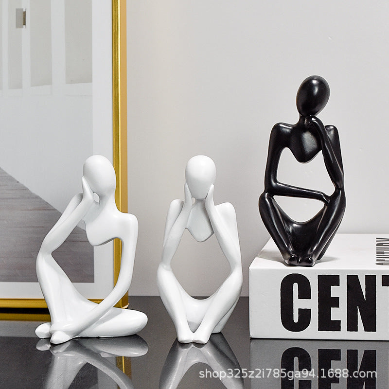 Nordic light luxury creative mini thinking about resin crafts home living room porch decoration desktop decoration
