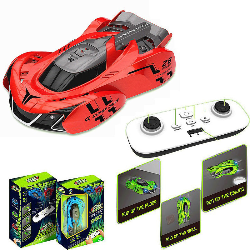 Children's light chasing wall climbing car remote control car laser suction wall wall tracking car stunt programming racing boy toy