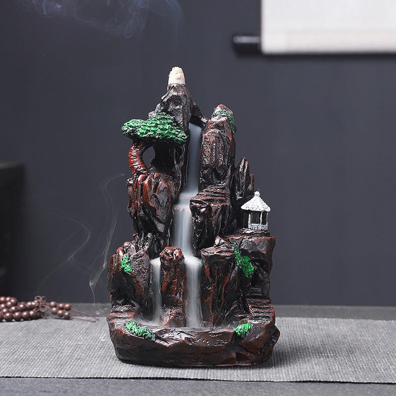 Backflow incense burner creative home decoration alpine flowing water resin crafts sandalwood incense burner cross-border