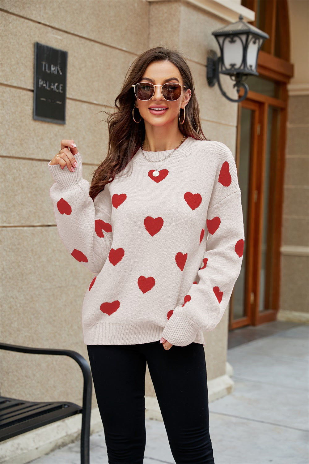 2023 Winter European and American New Valentine's Day Love Pullover Women's Sweater Women's Large Size Loose Cross-Border Sweater Women
