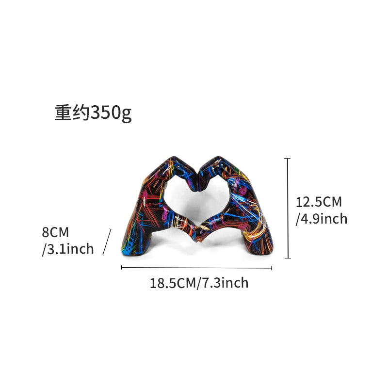 Internet celebrity graffiti love gesture ornaments home living room office desktop exhibition hall resin crafts decorations