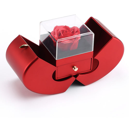 Best-selling new double-open preserved flower apple jewelry box necklace packaging