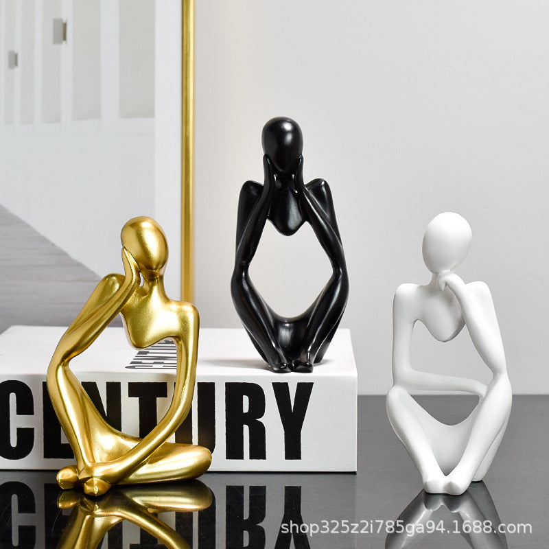Nordic light luxury creative mini thinking about resin crafts home living room porch decoration desktop decoration