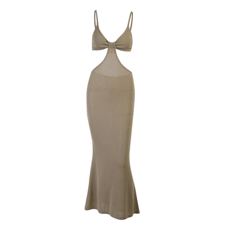25477P European and American new sexy dresses with backless, elegant temperament, slim sexy evening sling skirt
