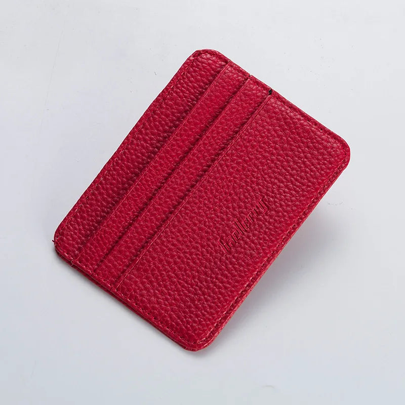 2024 Fashion Women Slim Minimalist Wallet Durable PU Leather Credit Card Case Holder Short Purse Men Card Package Organizer Clip