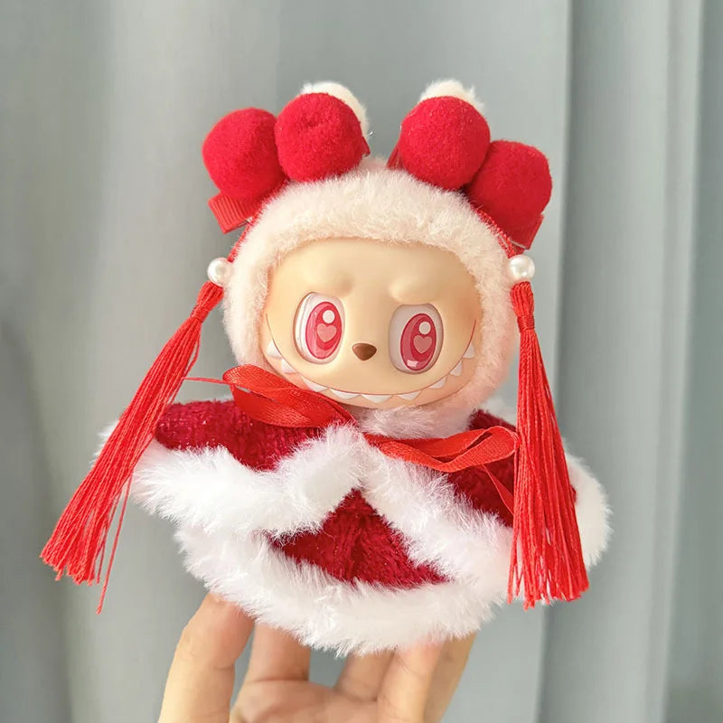 17cm Labubu Cute Mini Plush Doll'S Clothes  Dolls Sitting Party Outfit Accessories For Korea Kpop Exo Clothing DIY Gift