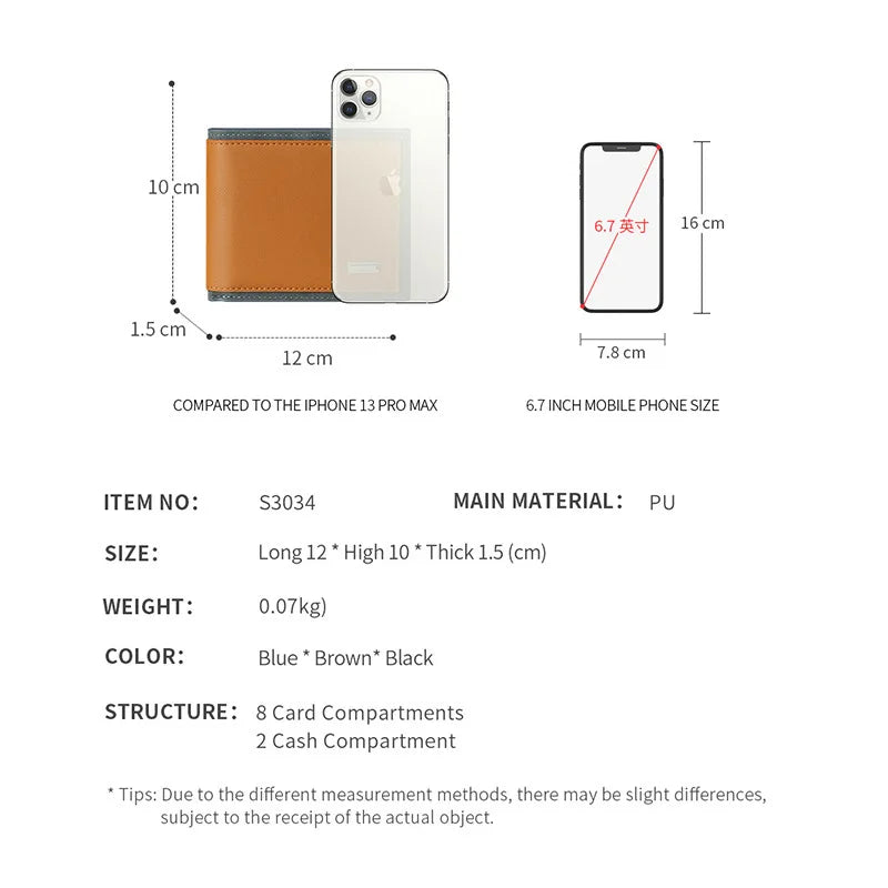 RFID Protection Men Wallets Foldable Multi-card Holders Short PU Leather ID Folder Package Business Purses Convenient Male Bags
