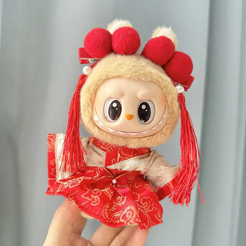 17cm Labubu Cute Mini Plush Doll'S Clothes  Dolls Sitting Party Outfit Accessories For Korea Kpop Exo Clothing DIY Gift