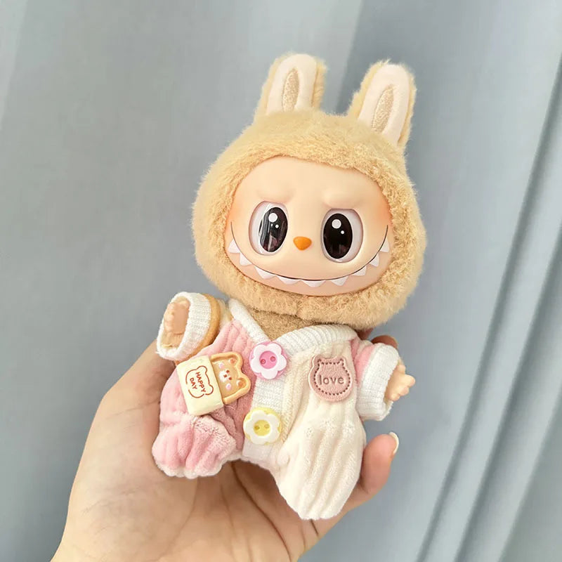 17cm Labubu Cute Mini Plush Doll'S Clothes  Dolls Sitting Party Outfit Accessories For Korea Kpop Exo Clothing DIY Gift