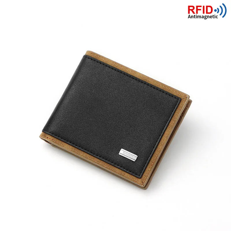 RFID Protection Men Wallets Foldable Multi-card Holders Short PU Leather ID Folder Package Business Purses Convenient Male Bags