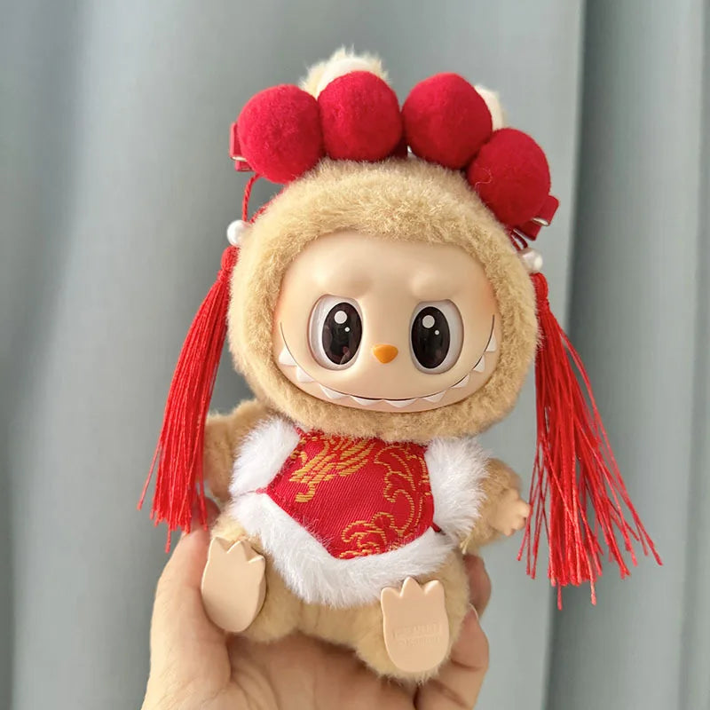 17cm Labubu Cute Mini Plush Doll'S Clothes  Dolls Sitting Party Outfit Accessories For Korea Kpop Exo Clothing DIY Gift