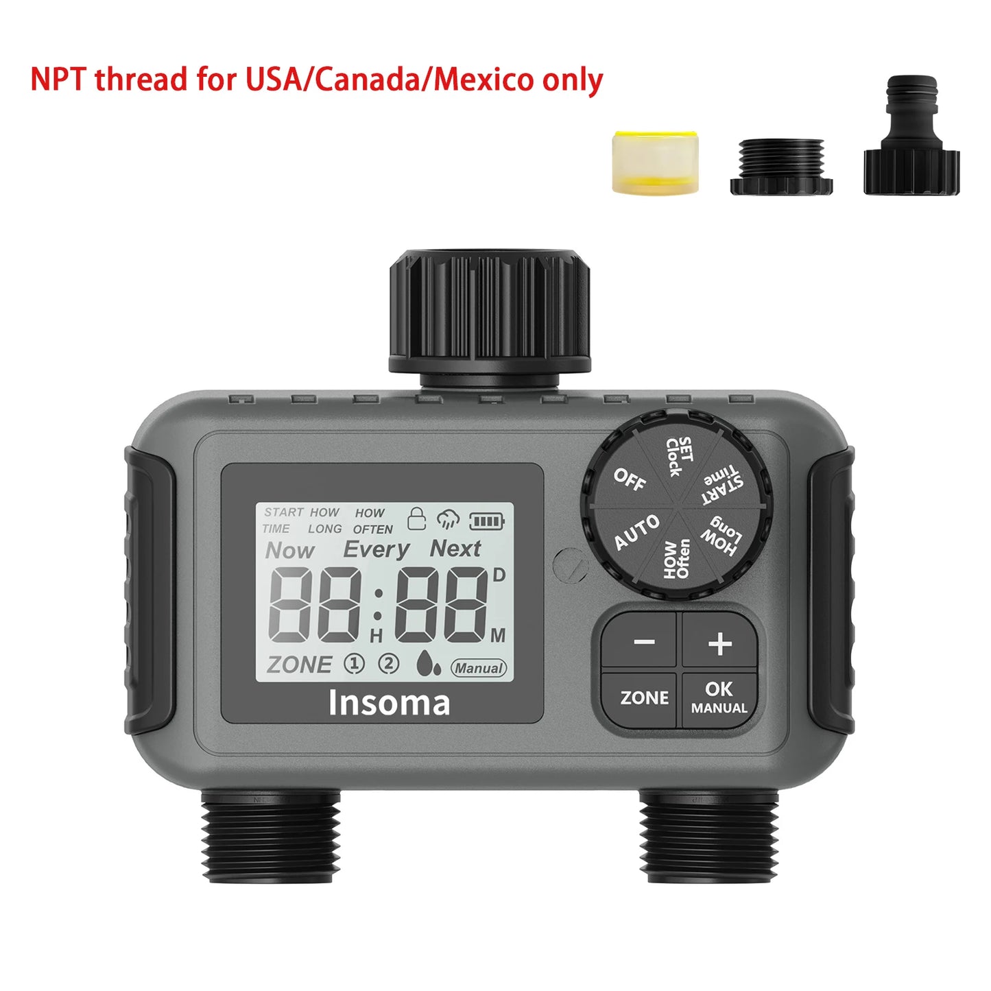 Insoma Smart Irrigation Watering System Dual Outlets Automatic Water Timer Sprinkle Faucet Hose Programmer  for Garden Outdoor