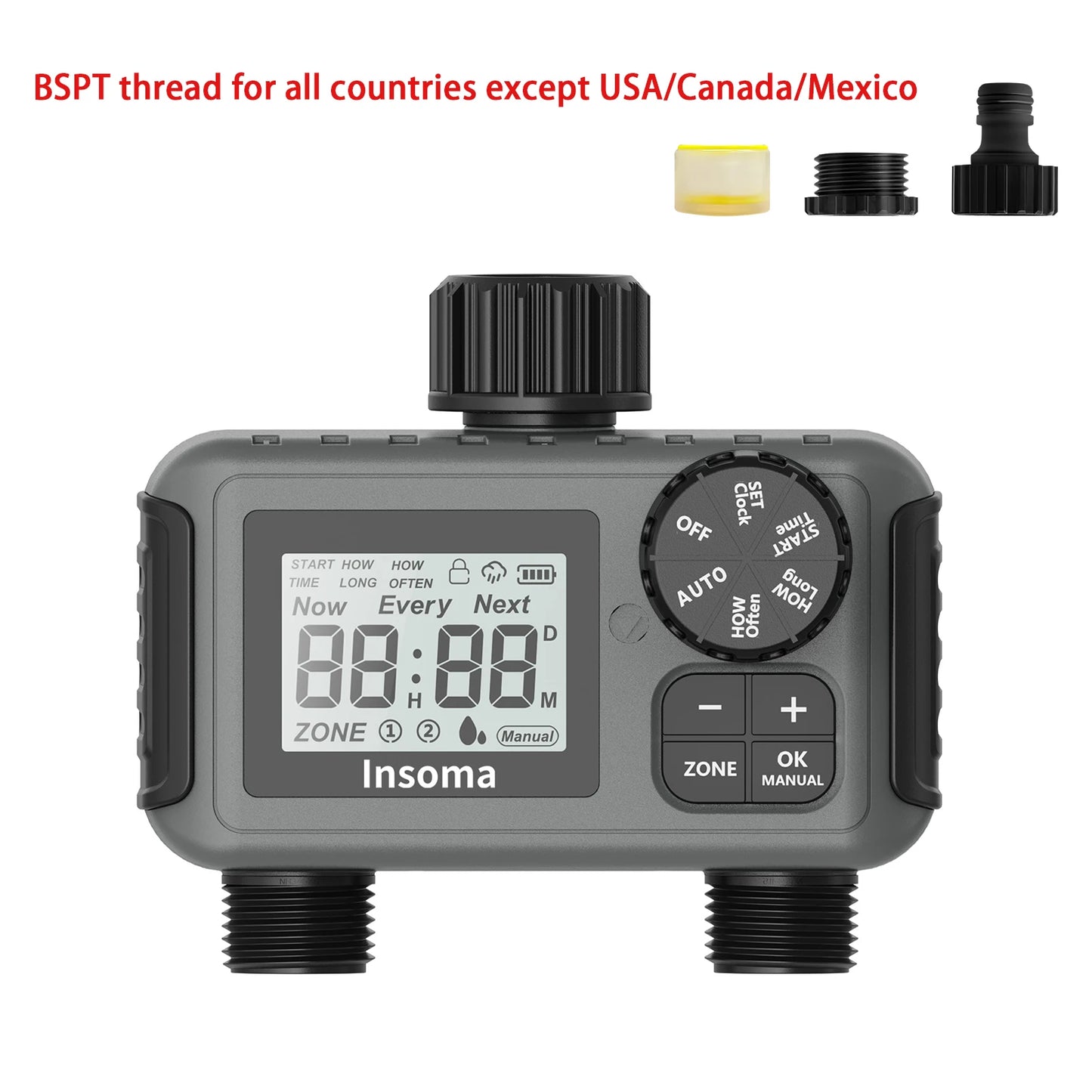 Insoma Smart Irrigation Watering System Dual Outlets Automatic Water Timer Sprinkle Faucet Hose Programmer  for Garden Outdoor