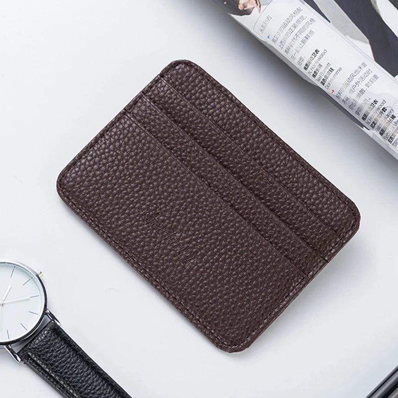 2024 Fashion Women Slim Minimalist Wallet Durable PU Leather Credit Card Case Holder Short Purse Men Card Package Organizer Clip