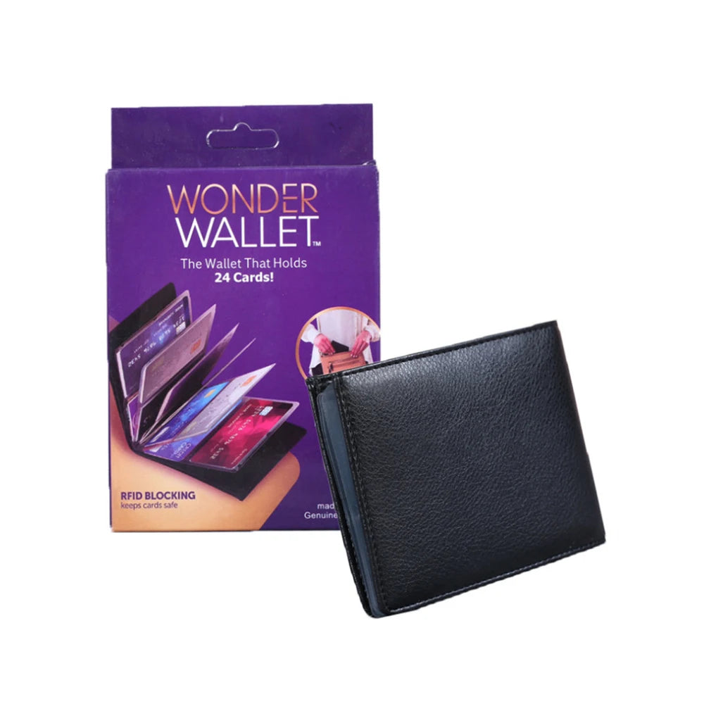 2pcs Women Men Wonder Slim RFID Wallet Black Leather Purse Premium Product Card Package Short wallet Portomonee