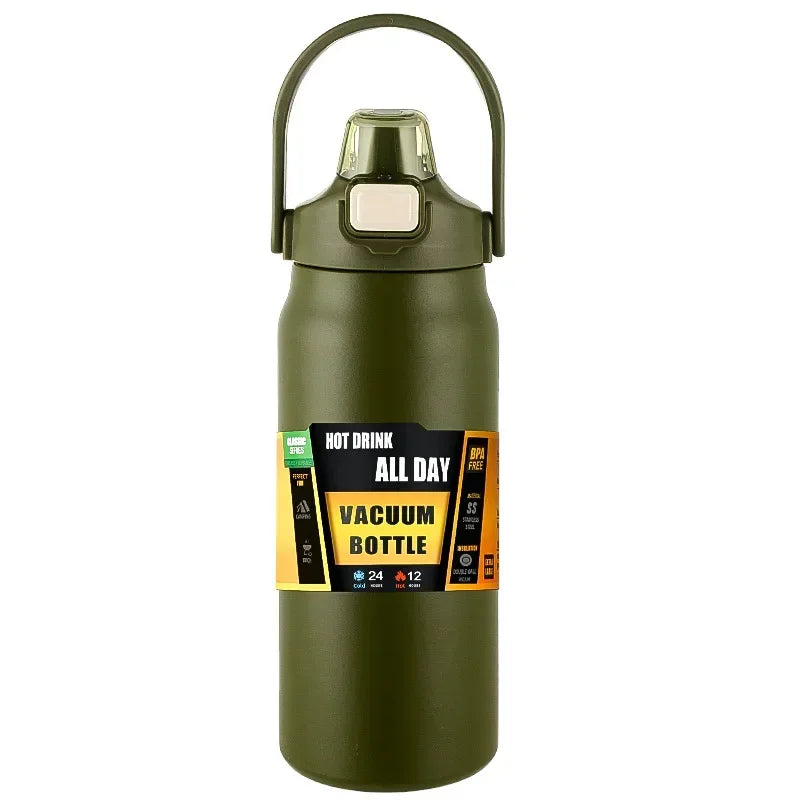 Insulated Water Bottle with StrawThermal Vacuum Cups for Hot Cold Drink Stainless Steel Thermoses Flask for Men Women Sports Gym