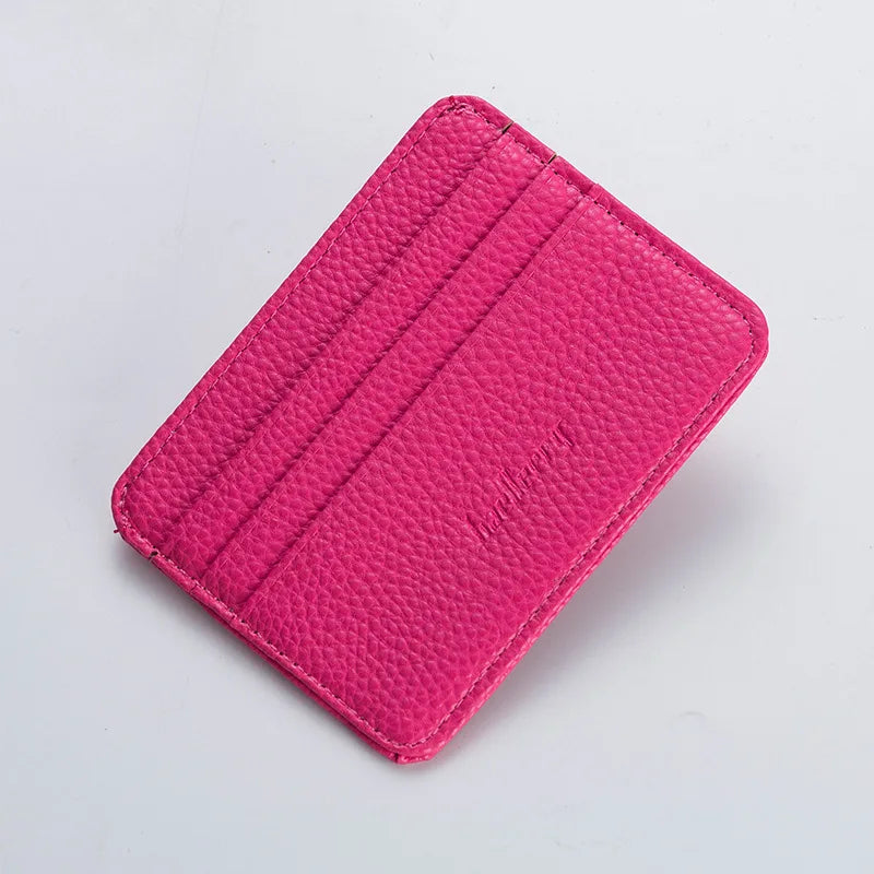 2024 Fashion Women Slim Minimalist Wallet Durable PU Leather Credit Card Case Holder Short Purse Men Card Package Organizer Clip