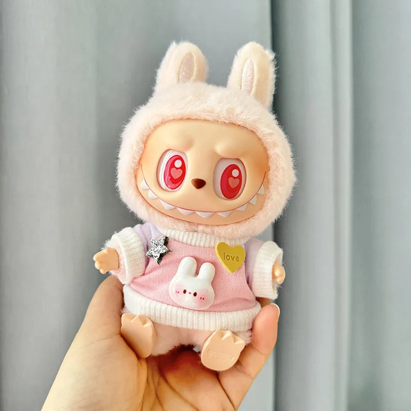 17cm Labubu Cute Mini Plush Doll'S Clothes  Dolls Sitting Party Outfit Accessories For Korea Kpop Exo Clothing DIY Gift