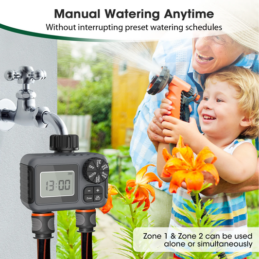 Insoma Smart Irrigation Watering System Dual Outlets Automatic Water Timer Sprinkle Faucet Hose Programmer  for Garden Outdoor