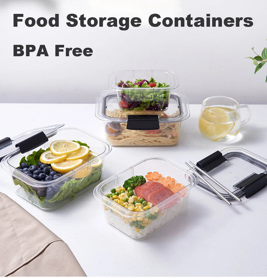 Plastic Food Storage Containers Bpa Free Airtight Lids Ideal For Lunch Meal Prep & Leftovers
