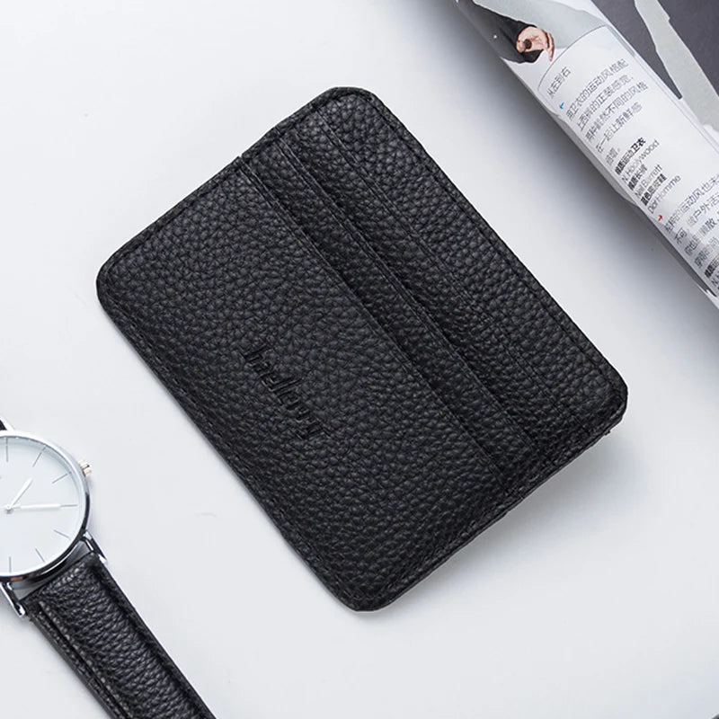 2024 Fashion Women Slim Minimalist Wallet Durable PU Leather Credit Card Case Holder Short Purse Men Card Package Organizer Clip