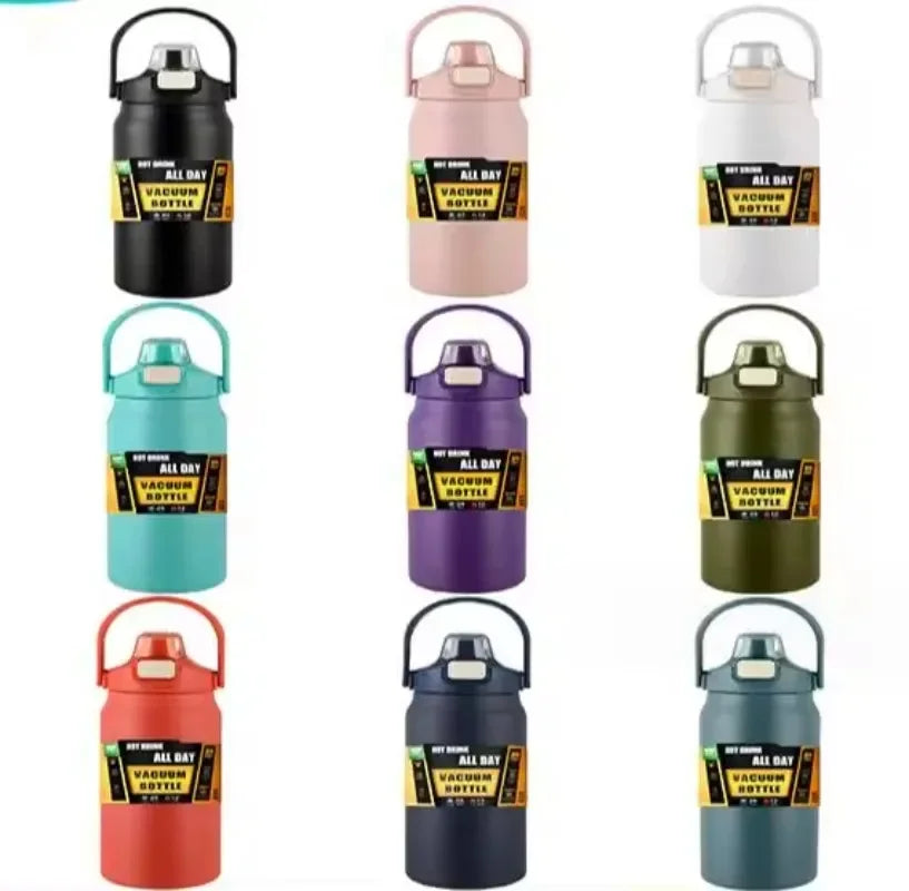 Insulated Water Bottle with StrawThermal Vacuum Cups for Hot Cold Drink Stainless Steel Thermoses Flask for Men Women Sports Gym